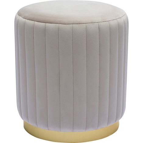 Pouf tondo in velluto color talpa e metallo dorato D40 cm DONA