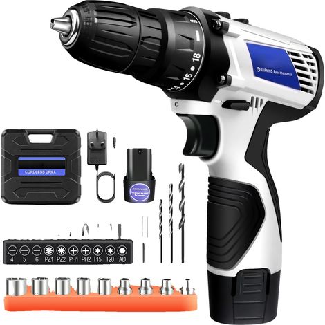 Visseuse sans fil, Couple réglable, Lampe de travail LED, 1 BATTERIE (1/2)