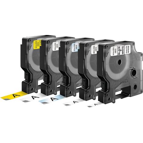 DYMO 45018 + 45013 + 45010 + 40913 + 43613 Cassetta nastro Kit da 5 Colore Nastro: Bianco, Giallo, Trasparente Colore c