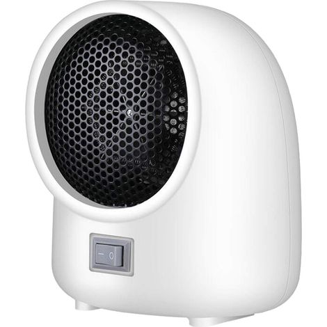 Mini radiateur soufflant, Mini Chauffage Électrique Portatif en Céramique PTC, Basse Consommation, protection contre les basculement et la surchauffe, pour salle de bain, bureau (C'est blanc) (1/5)