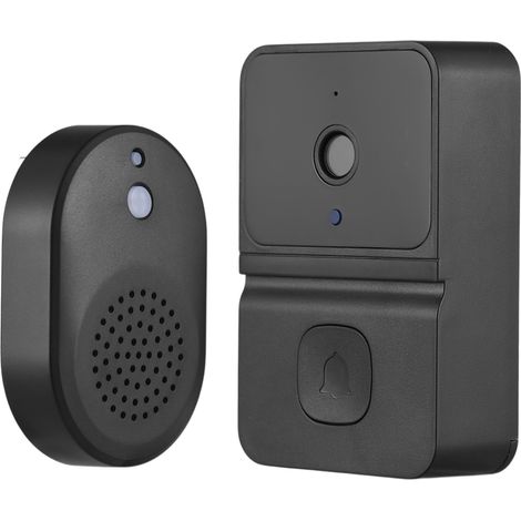 Sonnette caméra intelligente avec carillon Dingdong vision nocturne infrarouge WiFi 2.4G sans fil caméra vidéo audio bidirectionnel pour porte villa maison bureau appartement noir (1/5)