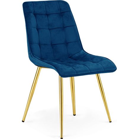Chaise - leobert - split - velours bleu marinepieds dores 211770205 (1/5)