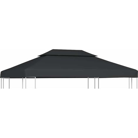 44758 vidaXL 2-Tier Gazebo Top Cover 310 g/m虏 4x3 m Anthracite (1/5)