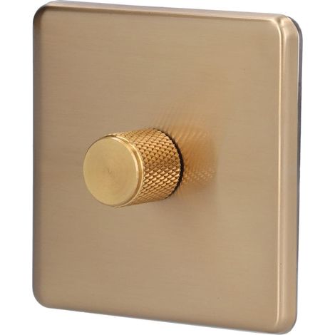Bouton en Laiton Type LED Gradateur Résistant aux Rayures Interrupteur en Laiton Brossé Durable AC220V 500W pour la Maison(Lumière monochromatique) (1/5)