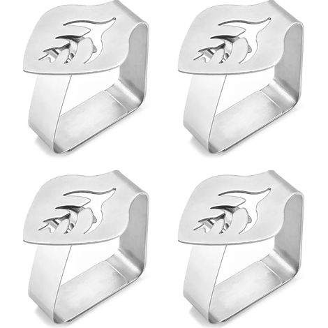 Nappe Fixation Acier Inoxydable, 4 Pinces de Table Robustes, Clips Antidérapants pour Nappes Épaisses, Serre-nappe pour Table de Jardin Extérieur, Restaurant, Fête (1/5)