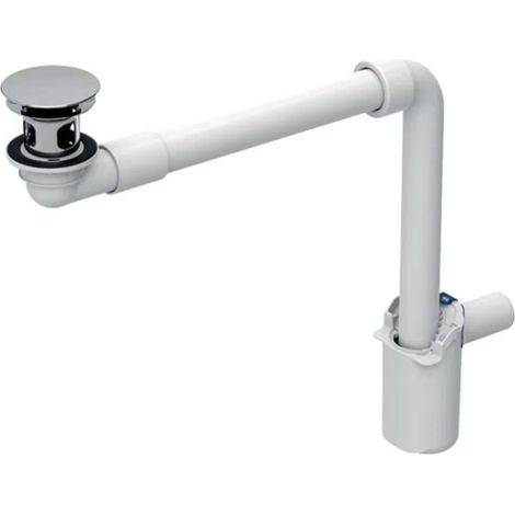 Geberit Accessori - Sifone salvaspazio con sistema di scarico per lavabi senza troppopieno, cromo 152.092.21.1