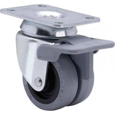 rueda giratora placa 10ibsr40-pgi poliamix-goma gris (doble) eje liso (1/3)