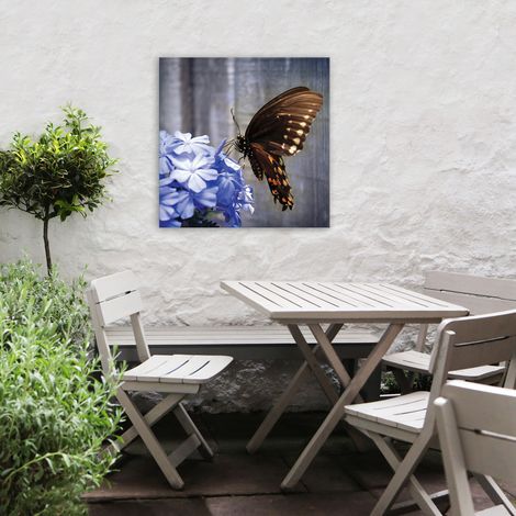 Tableau de jardin Papillon dans les lilas 50 x 50cm Violet, marron, gris (1/5)