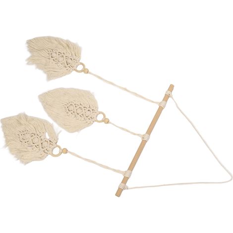 Tenture murale en feuilles tissée main, style bohème, coton naturel, décoration murale pour chambre, dortoir, blanc écru, tissu artisanal (1/5)