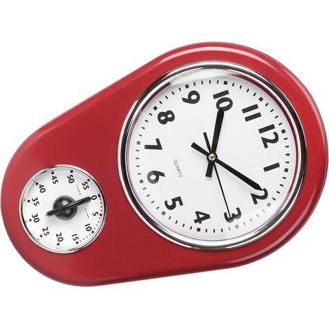Reloj de pared Eosnow rojo a pilas, para colgar en el dormitorio, escritorio, cocina o sala de estar. (1/3)