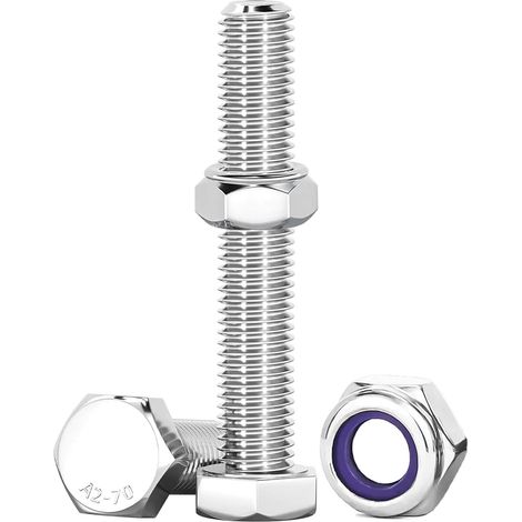 Boulon M10 10 Pcs Bouton à Tête Hexagonale Et écrous, M10 X 60mm Boulons à Six Pans Avec écrous Boulons Acier Inoxydable A2 V2A Pour Meubles, Voitures, Vélos, Bateaux, Impression 3D (1/5)