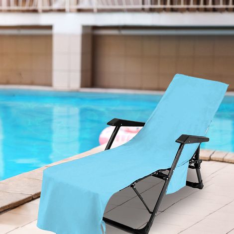 Housse de chaise longue/de salon/de plage en fibre ultrafine avec poches, serviette de plage extra longue, housse de chaise de salon/de salon