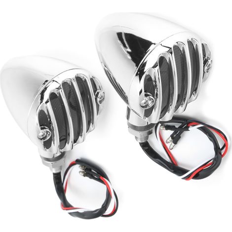 2x Clignotants LED Ambre Étanche Moto Rétro Honda Indicateur Jaune Brillant Chrome Argent (1/5)