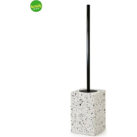 Porta scopino wc da appoggio in graniglia di marmo modello zoe dim. cm (lxpxh): 9,8x9,8x44 - bianco/nero Gedy (1/4)