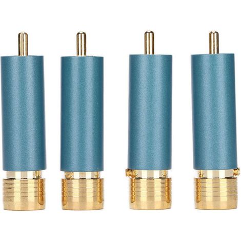 Stück vergoldete, selbstverriegelnde RCA-Audiostecker – kein Löten erforderlich – blaues Logo (rot und weiß)