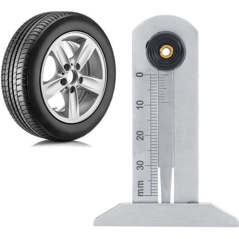 Compteur de profondeur de bande de roulement pour pneus, jauge à coulisse en acier inoxydable Instrument de mesure de la profondeur de la bande de roulement 0-30 mm