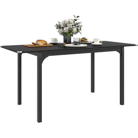 Tavolo Allungabile 4-6 Posti 120-160x70x75 cm Piano in MDF con Protezione Angoli Nero (1/5)