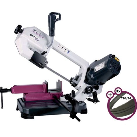 Scie à ruban portable à métaux 0-60° capacité de coupe ronde 125 mm 1 kW 230V avec 3 lames de scie supplémentaires Optisaw SP13V PACK