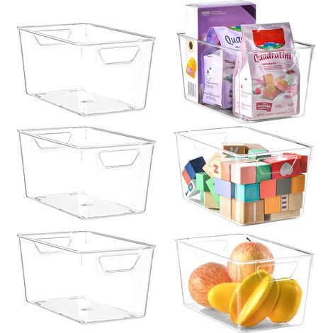 Lot de 6 Boite de Rangement Plastique, Boite Rangement Cuisine avec Poignée, idéale pour Panier Rangement Salle de Bain ,Garde Manger (1/4)