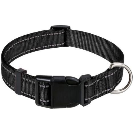 Collier classique pour chien en nylon réfléchissant, ajustable, convient aux chiens de taille moyenne, noir, 2,5 cm de large-ARCAN (1/5)