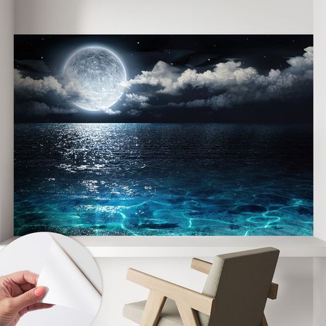 Fotomurale adesivo stickers - murali decorativo - soggiorno moderno - effetto realistico - Mare notturno 104x70 cm (1/5)