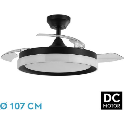 Ventilador de techo LED "Zenit" de aspas retráctiles (72W 3CCT 7200lm) IP20 Ø107cm color negro (1/3)