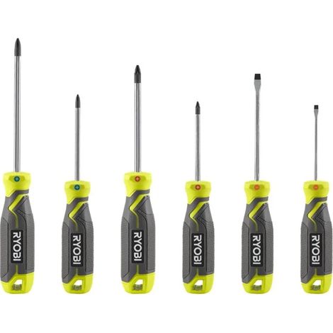 Ryobi RHSDS6PC Magnetisches Schraubendreher-Set, rutschfeste magnetische Spitzen, 6-teilig (1/2)