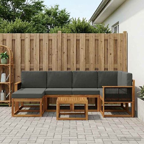 vidaXL Outdoor-Sofagarnitur mit Kissen 7 pcs Natur und Anthrazit (1/5)