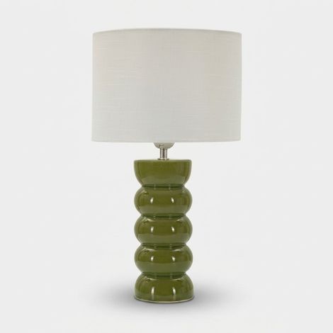 Lámpara de mesa de cerámica con pantalla Torr - Verde oscuro (1/4)