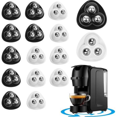 16 Pcs Mini Roulettes Auto-adhésives en PVC, Roulettes Universelles Pivotantes à 360°, 3 Trous Mini Roulettes 8 Noires 8 Blanches pour Petit Electromenager Meuble Pots de Fleurs Ornements (1/5)