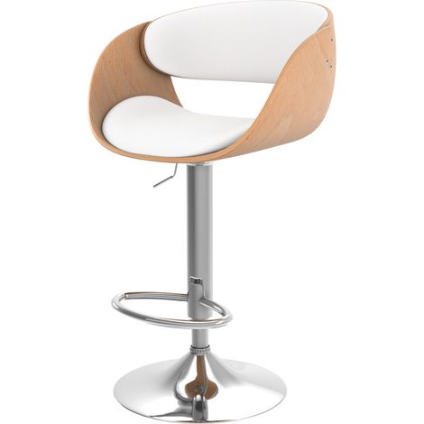 Silla de bar regulable en piel sintética blanca 62,5/83,5 cm - Adelmar