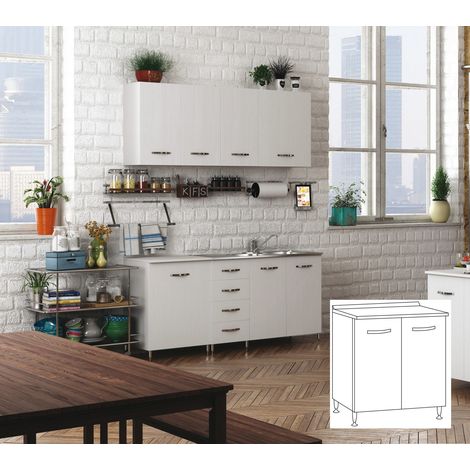 1PZ KIT CUCINA BASE 2 ANTE 80X50XH85 CM BIANCO