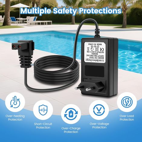 Adaptateur de charge 12.6V compatible avec les robots de piscine Aiper Seagull SE 600 1000 1500 P1111 Pilot H1, câble de charge de 1,5 m pour robots de piscine Aiper, alimentation pour aspirateurs de