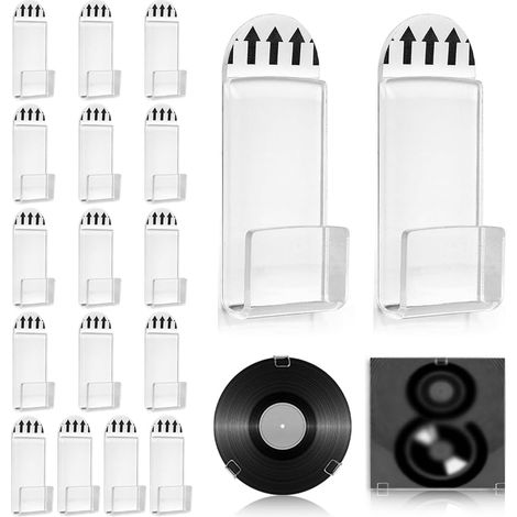 Lot de 18 Supports Muraux pour Disques Vinyles - Étagère Transparente sans Perçage - Présentoir Invisible en Acrylique pour Album 33 Tours, CD et DVD - Décoration Murale Moderne pour Salon (1/5)