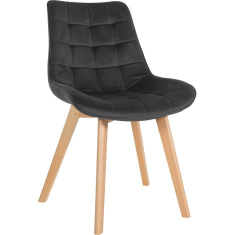 Silla de comedor Brook en terciopelo Negro