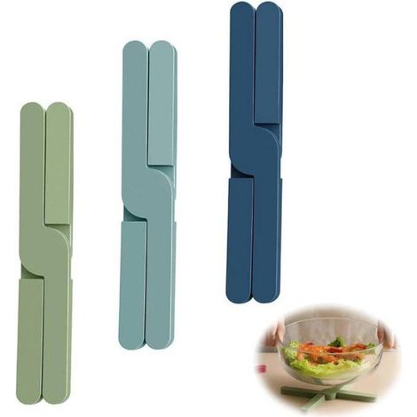 Sets de table 3 pièces - Dessous de verre pliables en silicone - Dessous de verre en silicone à motif croix - Maniques pliables en s (1/5)