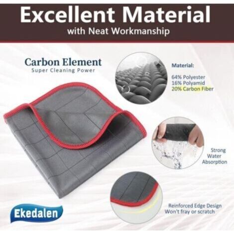 NALOOKAMIC Chiffon Magique Microfibre Carbone , 6X Serviette Sans Trace à Polir, Lingette Essuie Verre Vitre Lunette Vaisselle Cuisine Menage Voiture, Torchon Nettoyage Réutilisable Lavable, Rouge