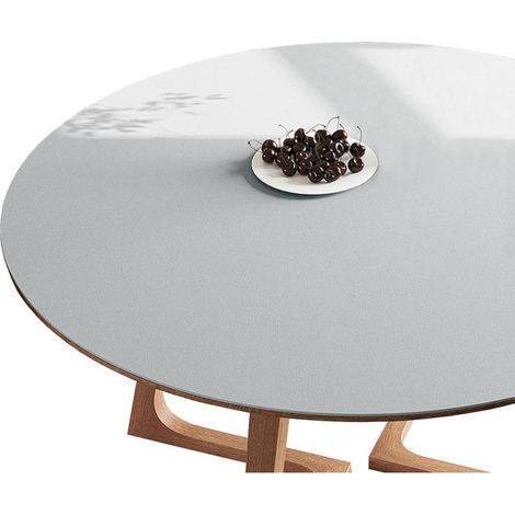 Protection de table PU ronde 90cm gris imperméable et résistant aux rayures