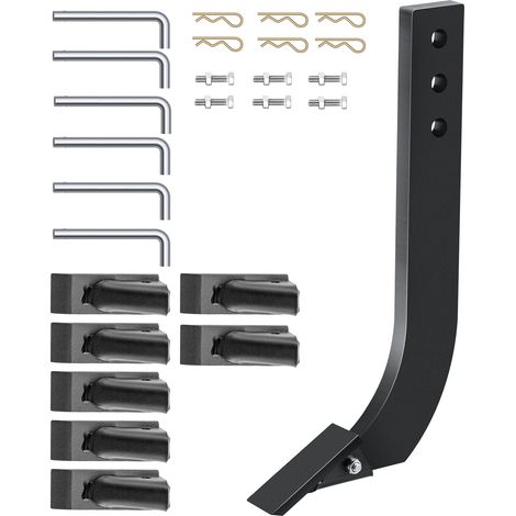 VEVOR Vástago de Hoja de Caja de 6 piezas, Vástago Escarificador de 410 mm, Vástago Raspador de Caja de 3 Orificios, Vástago Desgarrador con Dientes y Pasadores Cónicos Extraíbles, Negro