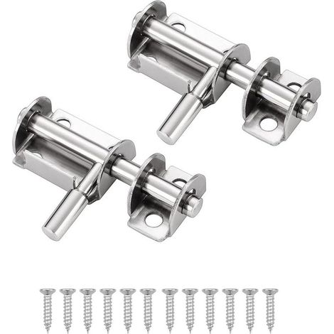 2 Pcs Loquet Porte Targette Acier Inoxydable Mini Verrou de Baie Coulissante Convient aux portes de jardin fenêtres entrepôts (Argent) (1/5)