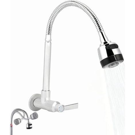 robinet de cuisine, robinet mural, en acier inoxydable (1/5)