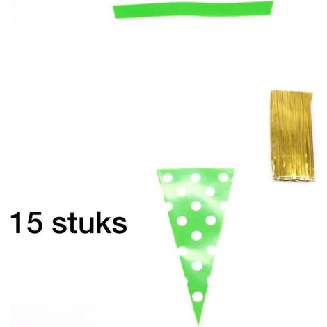 Lot de 15 sacs à friandises verts à pois - Sacs pour bonbons de Pâques et fêtes - Idéaux pour biscuits, cadeaux et distribution - Sachets décoratifs (1/4)
