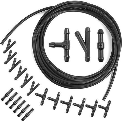 Kit de Tuyau Essuie Glace, 6 Mètres Tuyau de Liquide de Lave-Glace Universal avec 18 Pcs Raccord de Tuyau Tuyau de Pulverisation (1/4)