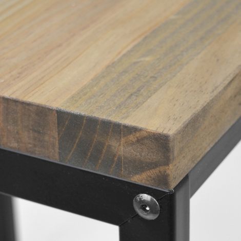Mesita de noche ECO Three Big Wood con estante 40x40x47cm Negra en madera maciza de pino acabado vintage estilo industrial Box Furniture