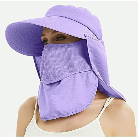 Chapeau De Soleil À Large Bord - Protection Uvf 50 Avec Rabat Cou Et Visière Détachable - Pour Pêche Randonnée Jardinage - 1 Pièce (1/2)