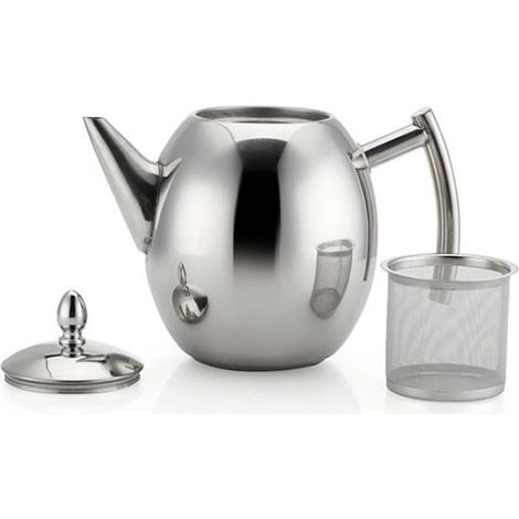 Théière - Théière avec filtre - argent - acier inoxydable - 1500 ml - Cafetière avec filtre - Théières pour hôtels, restaurants et bars - pour thé en vrac