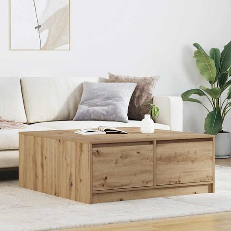 Table basse avec tiroirs-Table Salon à rangement chêne artisanal 100x100x40 cm 764438 (1/5)