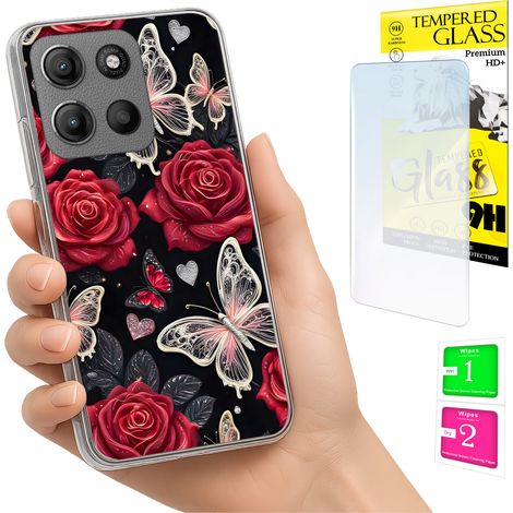 Funda para Motorola Moto G15 con diseño de mariposas y cristal. (1/5)