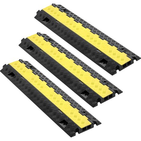 Mophorn Protector de cables de suelo con 2 canales de 31 x 28 mm, capacidad de carga de 9979 kg, rampa para uso en interiores, exteriores, hogar, oficina y almacén, paquete de 3 unidades