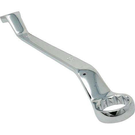 Dapetz ® Offset Double Ring Spanner 21mm x 23mm Metric Ring Deep Bi-Hex Swan Neck Wrench Chrome Vanadium Steel Slim Profile Repairing Tool for Tight Narrow Spaces Silver (1/5)
